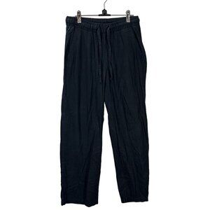 Old Navy Womens Black Elastic Waist Lounge Linen Blend Pants XS Wide Leg Pull On